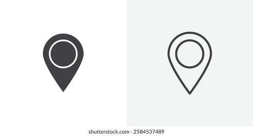 Marker icons vectors illustrations in black fill and liner versions