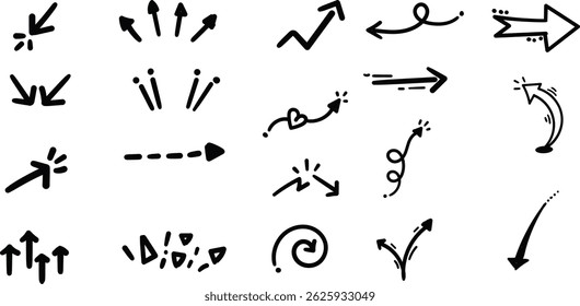  Marker ink design,ink pointer design,quirky crazy set of lines pointing in every direction,Hand drawn faulty arrows set,Background or highlighting collection.
