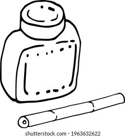 
Marker ink jar doodle sketch graphic illustration hand drawn print coloring book for kids and adults art and learning items