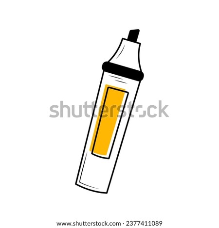 Marker linear icon with yellow label. Felt-tip pen. Symbol of study and education. 