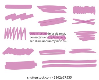Marker lines. highlighter brush lines. Hand drawing. Vector illustration
