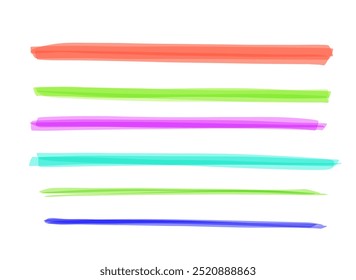 Marker lines set, brush pen hand drawn underline. Highlighter lines collection isolated on white.