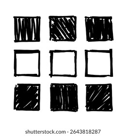 Marker lines stripes Square shape, Highlighter hand drawing doodle, Marker scribble for text box, Brush strokes background, frames, highlighting, Paintbrush Grunge design decorative elements