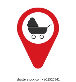 Marker location icon with baby carriage