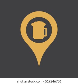 Marker location icon with beer glass