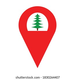 Marker location icon with christmas tree