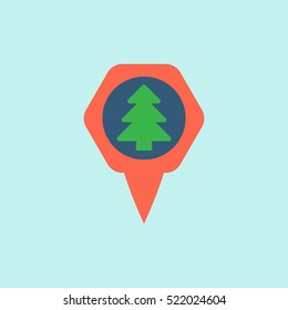 Marker location icon with Christmas tree