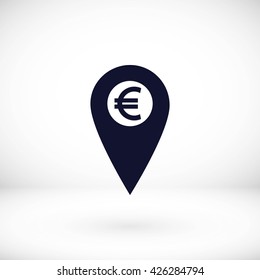 Marker location icon Euro sign