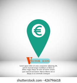 Marker location icon Euro sign