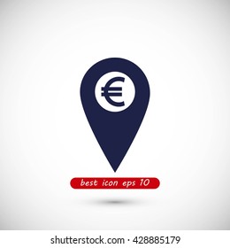 Marker location icon Euro sign