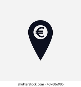 Marker location icon Euro sign