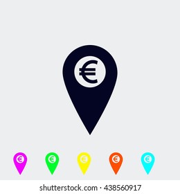 Marker location icon Euro sign
