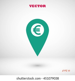 Marker location icon Euro sign