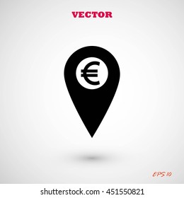 Marker location icon Euro sign