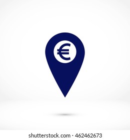 Marker location icon Euro sign