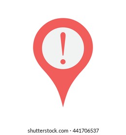 Marker location icon with exclamation mark