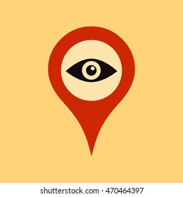 Marker location icon with eye