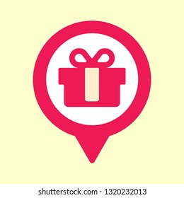Marker location icon with gift