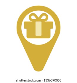 Marker location icon with gift 