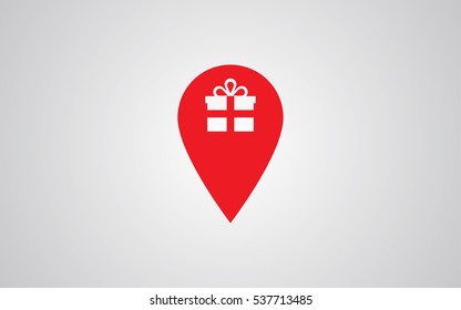 Marker location icon with gift box