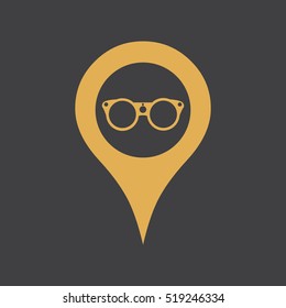 Marker location icon with glasses