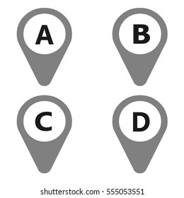 Marker location icon with letters