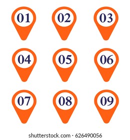 Marker location icon with numbers