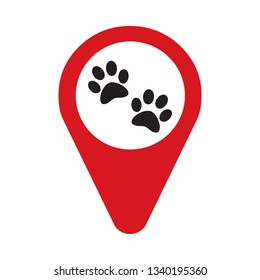 Marker location icon with paw
