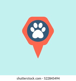 Marker location icon with paw