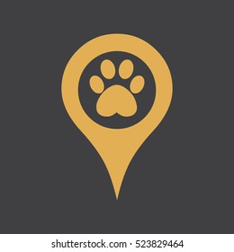 Marker location icon with paw