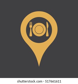 Marker location icon with restaurant sign