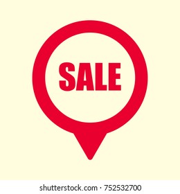 Marker location icon with sale