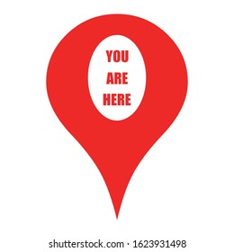 Marker location icon  with text you are here