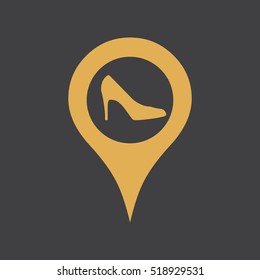 Marker location icon with women shoe