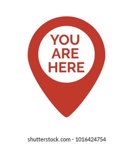 Marker location icon with you are here. Vector illustration
