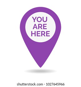 Marker Location Icon With You Are Here. Vector Illustration