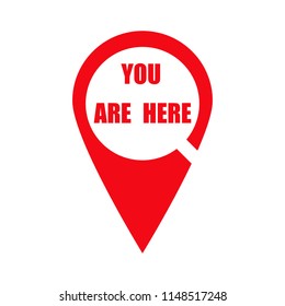 Marker location icon with you are here