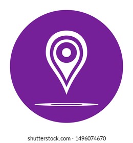 Marker location icon. You are here symbol. Colorful button with Map pointer. Info silhouette in flat style for web and mobile app. Navigation, gps logo. Abstract arrow.