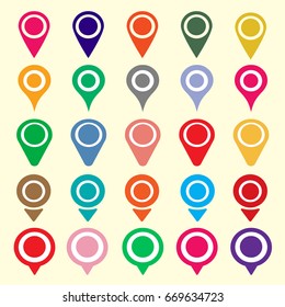 Marker location icons set