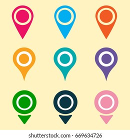 Marker location icons set