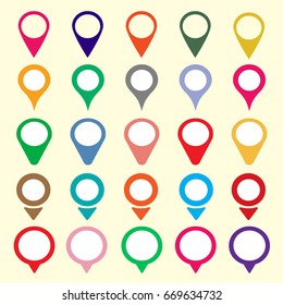 Marker location icons set