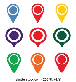Iconos de ubicación del marcador establecen la ilustración de diseño plano