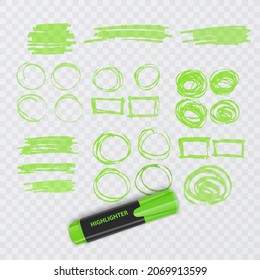 Marker marks, Green marker text selection, vector illustration