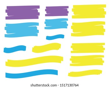 Marker marks. Yellow marker text selection vector