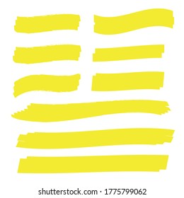 Marker marks. Yellow marker text selection vector