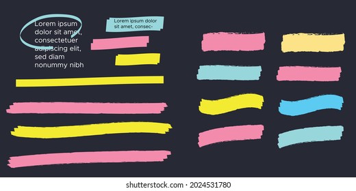 Marker marks. Yellow marker text selection vector