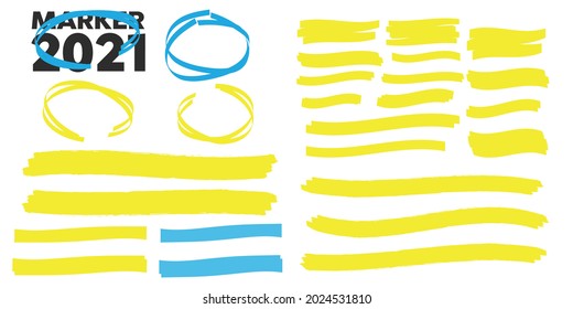 Marker marks. Yellow marker text selection vector
