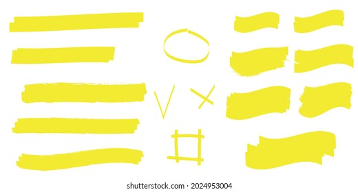 Marker marks. Yellow marker text selection vector