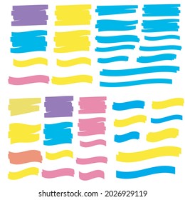 Marker marks. Yellow marker text selection vector