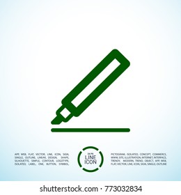 Marker minimal icon. Felt pen line vector icon for websites and mobile minimalistic flat design.
